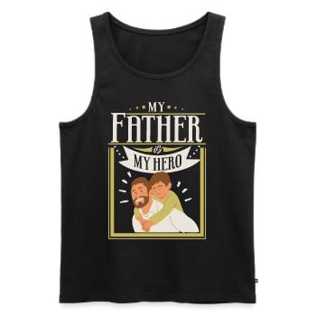 Hero-Dad, Hero-Dad Fête des pères Père-et-Fils - Débardeur bio Premium Homme - noir - Devant - Michal (187cm)