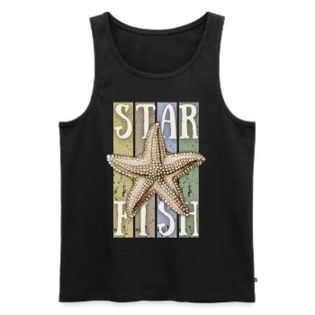 Seestern, Vintage-Retro Starfish-Seestern - Männer Premium Bio Tank Top - Schwarz - Vorne - AI Model Male 178 light (178cm)