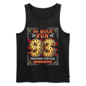 93rd birthday 93 years Vintage-Retro Fun-Birthday - Men's Premium Organic Tank Top - black - Front - AI Model Male 178 light (178cm)