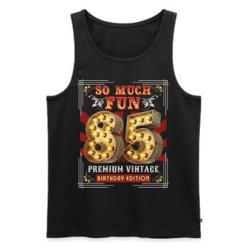 85th birthday 85 years Vintage-Retro Fun-Birthday - Men's Premium Organic Tank Top - black - Front - AI Model Male 178 light (178cm)