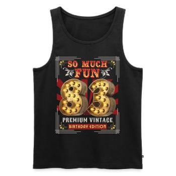 83rd birthday 83 years Vintage-Retro Fun-Birthday - Men's Premium Organic Tank Top - black - Front - AI Model Male 178 light (178cm)