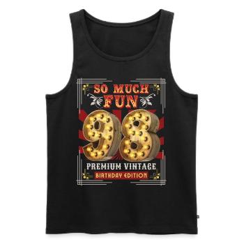 98th birthday 98 years Vintage-Retro Fun-Birthday - Men's Premium Organic Tank Top - black - Front - AI Model Male 178 light (178cm)