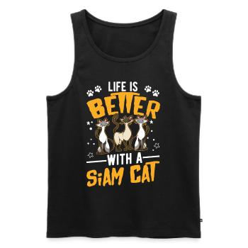 Life is better with a Siam Cat Siamkatze - Men's Premium Organic Tank Top - black - Front - AI Model Male 178 light (178cm)