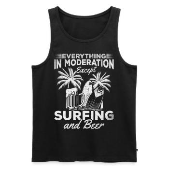 Everything in moderation except surfing and beer surfing - Men's Premium Organic Tank Top - black - Front - AI Model Male 178 light (178cm)