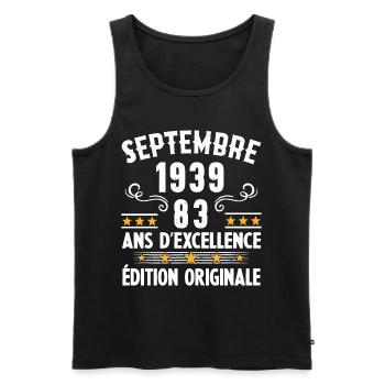 83 Ans Anniversaire Vintage Né(e) Septembre 1939 - Débardeur bio Premium Homme - noir - Devant - Michal (187cm)