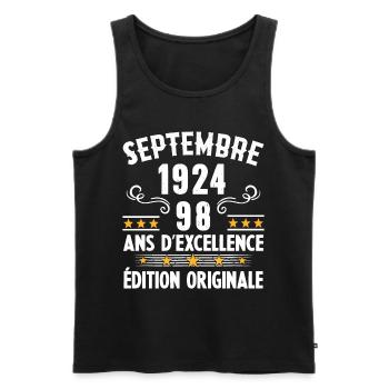 98 Ans Anniversaire Vintage Né(e) Septembre 1924 - Débardeur bio Premium Homme - noir - Devant - Michal (187cm)