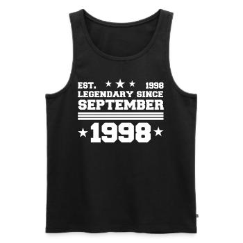 24th birthday September vintage 1998 gift - Men's Premium Organic Tank Top - black - Front - AI Model Male 178 light (178cm)