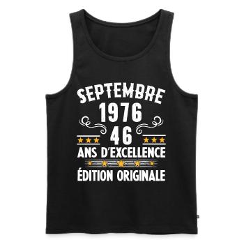 46 Ans Anniversaire Vintage Né(e) Septembre 1976 - Débardeur bio Premium Homme - noir - Devant - Michal (187cm)