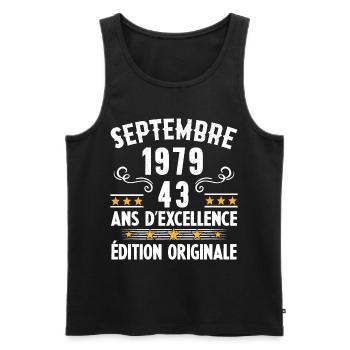 43 Ans Anniversaire Vintage Né(e) Septembre 1979 - Débardeur bio Premium Homme - noir - Devant - Michal (187cm)