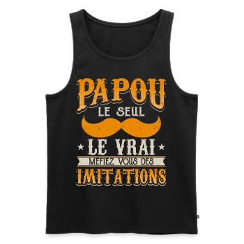 Papou Fete Des Grand Père Papy - Débardeur bio Premium Homme - noir - Devant - AI Model Male 178 light (178cm)