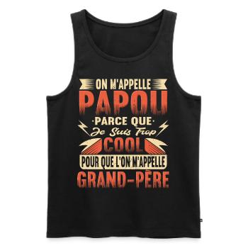 Papou Fete Des Grand Pères Papy - Débardeur bio Premium Homme - noir - Devant - AI Model Male 178 light (178cm)
