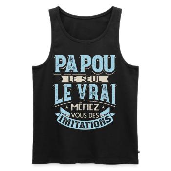 Papou Fete Des Grand Père Papy - Débardeur bio Premium Homme - noir - Devant - AI Model Male 178 light (178cm)