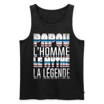 Papou Fete Des Grand Pères Papy - Débardeur bio Premium Homme - noir - Devant - AI Model Male 178 light (178cm)