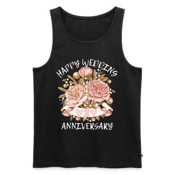 Félicitations d’anniversaire de mariage avec des hortensias - Débardeur bio Premium Homme - noir - Devant - Michal (187cm)