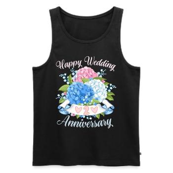 Félicitations d’anniversaire de mariage avec des hortensias - Débardeur bio Premium Homme - noir - Devant - Michal (187cm)