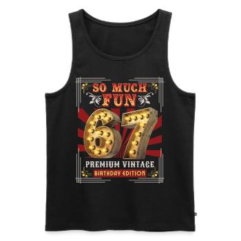67th birthday 67 years Vintage-Retro Fun-Birthday - Men's Premium Organic Tank Top - black - Front - Michal (187cm)