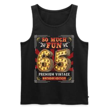 65ème anniversaire 65 ans Vintage-Retro Fun-Birthday - Débardeur bio Premium Homme - noir - Devant - Michal (187cm)