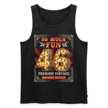 46ème anniversaire 46 ans Vintage-Retro-Fun-Anniversaire - Débardeur bio Premium Homme - noir - Devant - Michal (187cm)