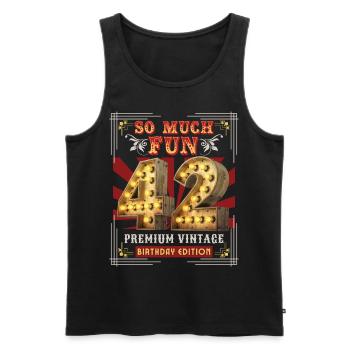 42ème anniversaire 42 ans Vintage-Retro-Fun-Anniversaire - Débardeur bio Premium Homme - noir - Devant - Michal (187cm)