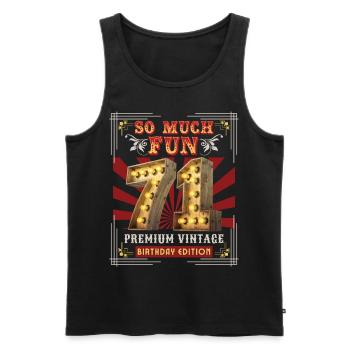 71st birthday 71 years Vintage-Retro Fun-Birthday - Men's Premium Organic Tank Top - black - Front - Michal (187cm)
