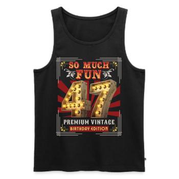 47th birthday 47 years Vintage-Retro Fun-Birthday - Men's Premium Organic Tank Top - black - Front - Michal (187cm)