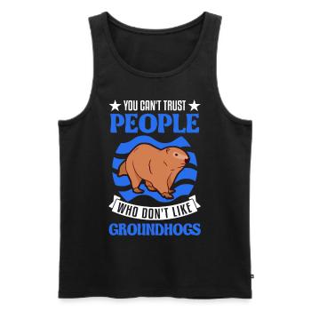 Murmeltier Groundhog Marmot Waldmurmeltier - Männer Premium Bio Tank Top - Schwarz - Vorne - Michal (187cm)
