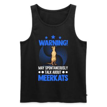 Warning! May spontaneously talk about Meerkats - Men's Premium Organic Tank Top - black - Front - AI Model Male 178 light (178cm)