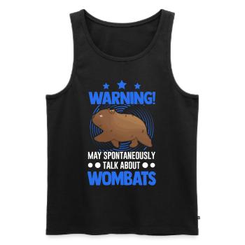 Warning May spontaneously talk about Wombats - Men's Premium Organic Tank Top - black - Front - AI Model Male 178 light (178cm)