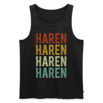 Haren Stadt Retro Vintage - Männer Premium Bio Tank Top - Schwarz - Vorne - Michal (187cm)