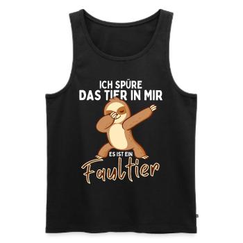 Dabbendes Faultier Spruch für Faulenzer - Männer Premium Bio Tank Top - Schwarz - Vorne - AI Model Male 178 light (178cm)