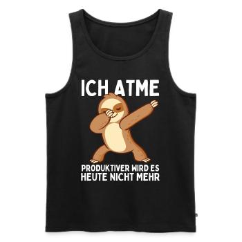 Dabbendes Faultier Spruch für Faulenzer - Männer Premium Bio Tank Top - Schwarz - Vorne - AI Model Male 178 light (178cm)