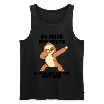 Dabbendes Faultier Spruch für Faulenzer - Männer Premium Bio Tank Top - Schwarz - Vorne - AI Model Male 178 light (178cm)