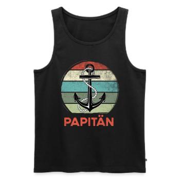 Papitän werdender Papa 2021 Vater Spruch Geschenk - Männer Premium Bio Tank Top - Schwarz - Vorne - AI Model Male 178 light (178cm)