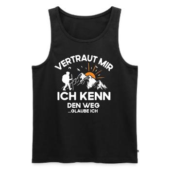 Wandern Vertrau mir ich kenne den Weg - Männer Premium Bio Tank Top - Schwarz - Vorne - Michal (187cm)
