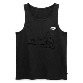 Dog Bulldog Statement Saying - WHAT? - Dog - Men's Premium Organic Tank Top - black - Front - AI Model Male 178 light (178cm)