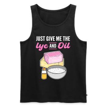 Just Give Me The Lye & Oil Soap Making Soap - Men's Premium Organic Tank Top - black - Front - Michal (187cm)