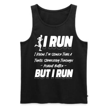Running Runner Semi-Marathon I Run - Débardeur bio Premium Homme - noir - Devant - AI Model Male 178 light (178cm)