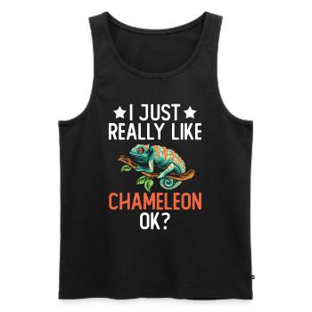 I like Chameleon Lizard Reptile Pet Simple - Men's Premium Organic Tank Top - black - Front - Michal (187cm)
