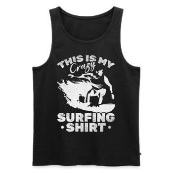Surf sur l’eau C’est mon surfeur de surf fou - Débardeur bio Premium Homme - noir - Devant - Michal (187cm)