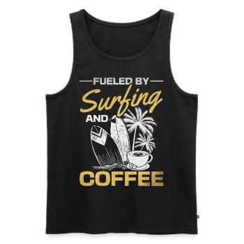 Surfen im Wasser, angetrieben durch Surfen und - Männer Premium Bio Tank Top - Schwarz - Vorne - AI Model Male 178 light (178cm)