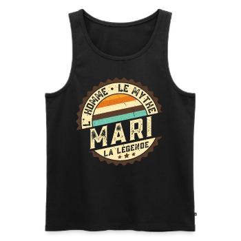 Mari L'Homme Le Mythe La Légende - Débardeur bio Premium Homme - noir - Devant - Michal (187cm)