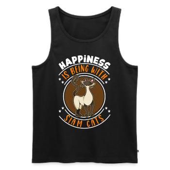 Siamkatze Glücklich Siamesische Katze Siam Cat - Männer Premium Bio Tank Top - Schwarz - Vorne - AI Model Male 178 light (178cm)