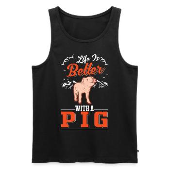 Life is better with a Pig pigs - Men's Premium Organic Tank Top - black - Front - AI Model Male 178 light (178cm)