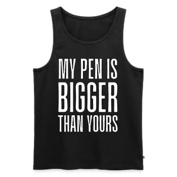 Mein Stift ist größer als deiner auf Englisch - Männer Premium Bio Tank Top - Schwarz - Vorne - AI Model Male 178 light (178cm)