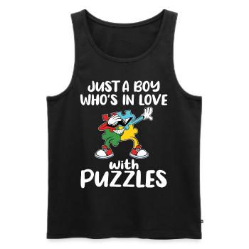 Nur ein Junge, der sich in rätselhafte, das Puzzle - Männer Premium Bio Tank Top - Schwarz - Vorne - Michal (187cm)