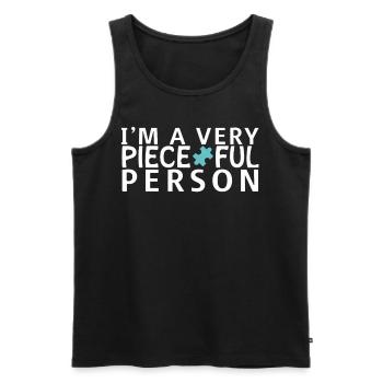 Ich bin ein sehr Stück lustiges Puzzle Wortspiel - Männer Premium Bio Tank Top - Schwarz - Vorne - Michal (187cm)