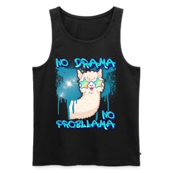 Lama-Llama, No-Drama, lustiger Spruch, Pun - Männer Premium Bio Tank Top - Schwarz - Vorne - AI Model Male 178 light (178cm)