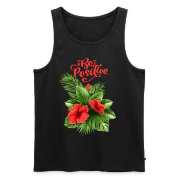 Hibiscus, Palm Leaf Motivation Saying Typography - Men's Premium Organic Tank Top - black - Front - Michal (187cm)