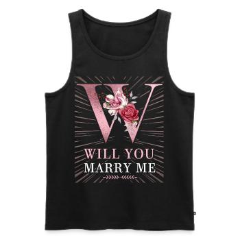 Will-You-Marry-Me, Spruch, Heiratsantrag - Männer Premium Bio Tank Top - Schwarz - Vorne - Michal (187cm)