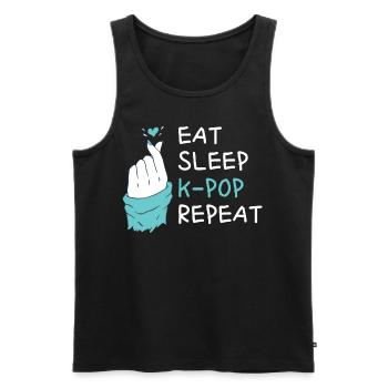 Essen Sie Schlaf kpop wiederholt Finger Herz korea - Männer Premium Bio Tank Top - Schwarz - Vorne - Michal (187cm)